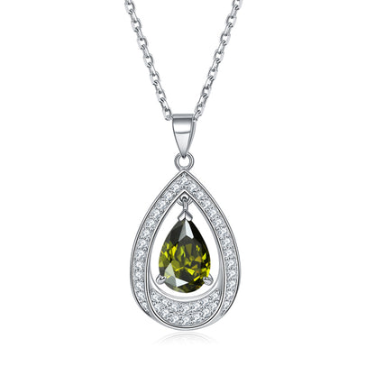 925 Sterling Silver Teardrop Aquamarine Pendant Necklace - Minimalist Ocean-Inspired Jewelry
