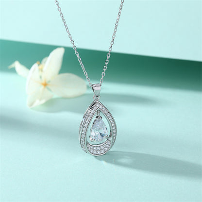 925 Sterling Silver Teardrop Aquamarine Pendant Necklace - Minimalist Ocean-Inspired Jewelry