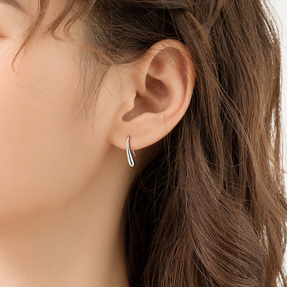 925 Sterling Silver Teardrop Earrings - White Gold & Yellow Gold Plated Korean Style Dainty Jewelry for Women