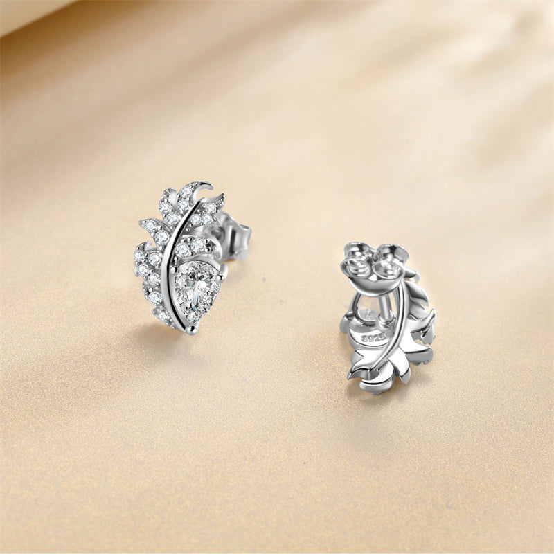 925 Sterling Silver Teardrop Earrings for Women Elegant Zircon Floral Dangle Earrings White Gold Plated 2.8g