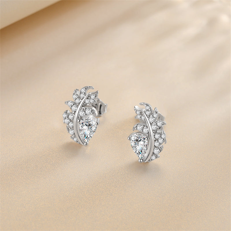925 Sterling Silver Teardrop Earrings for Women Elegant Zircon Floral Dangle Earrings White Gold Plated 2.8g