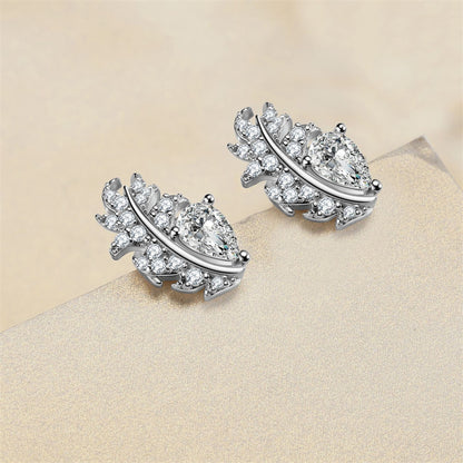 925 Sterling Silver Teardrop Earrings for Women Elegant Zircon Floral Dangle Earrings White Gold Plated 2.8g