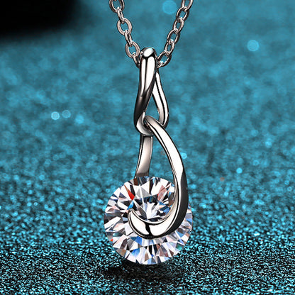 925 Sterling Silver Teardrop Pendant Necklace - 2CT Moissanite Sporty-Chic Collarbone Chain