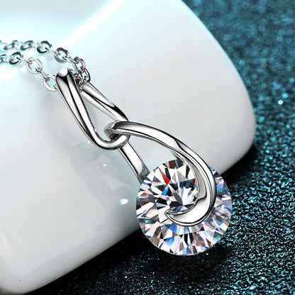 925 Sterling Silver Teardrop Pendant Necklace - 2CT Moissanite Sporty-Chic Collarbone Chain
