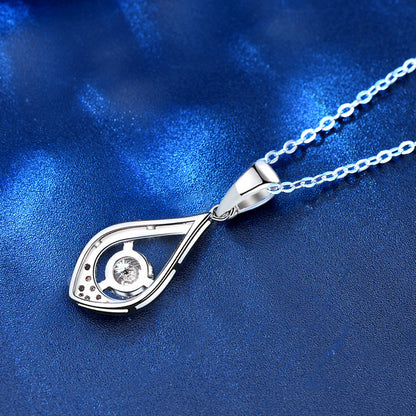 925 Sterling Silver Teardrop Pendant Necklace with 0.5ct/1ct Moissanite & Cross Chain - White Gold Plated Minimalist Jewelry