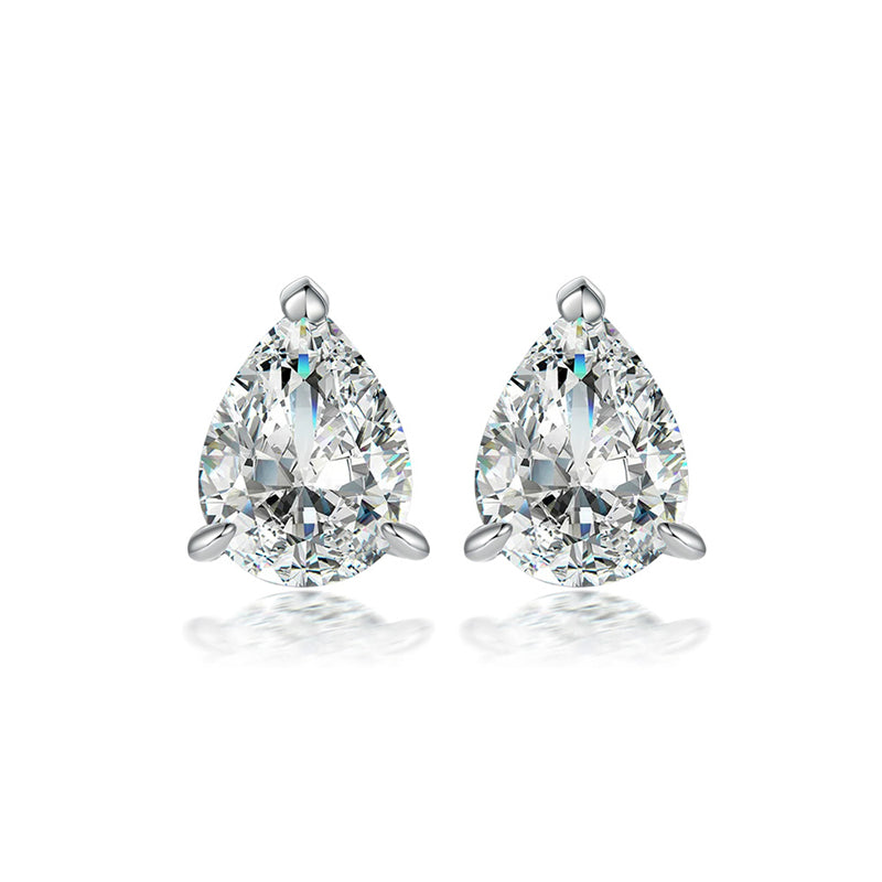 925 Sterling Silver Teardrop Stud Earrings – Elegant Pear-Shaped Zircon Design