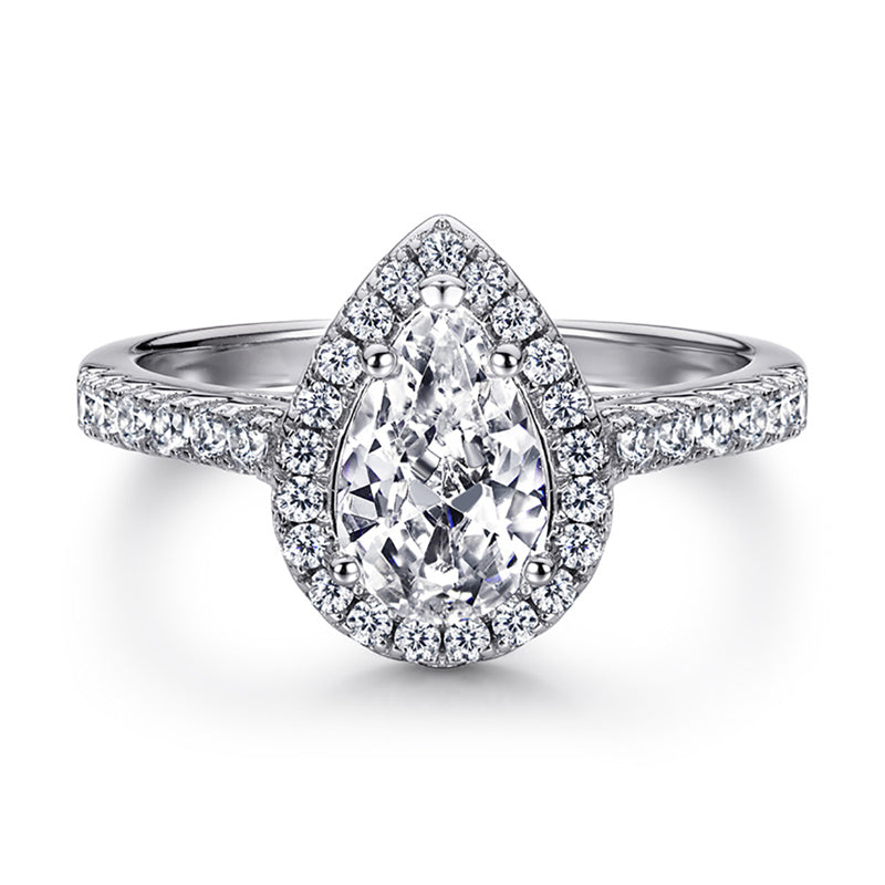 925 Sterling Silver Teardrop Wedding Ring – Elegant Solitaire Zircon Engagement Ring