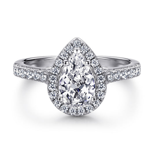 925 Sterling Silver Teardrop Wedding Ring – Elegant Solitaire Zircon Engagement Ring