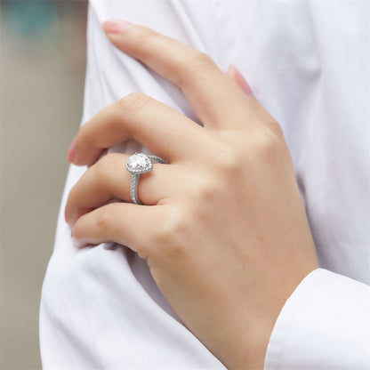 925 Sterling Silver Teardrop Wedding Ring – Elegant Solitaire Zircon Engagement Ring