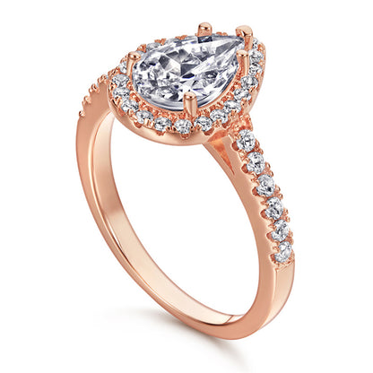 925 Sterling Silver Teardrop Wedding Ring – Elegant Solitaire Zircon Engagement Ring
