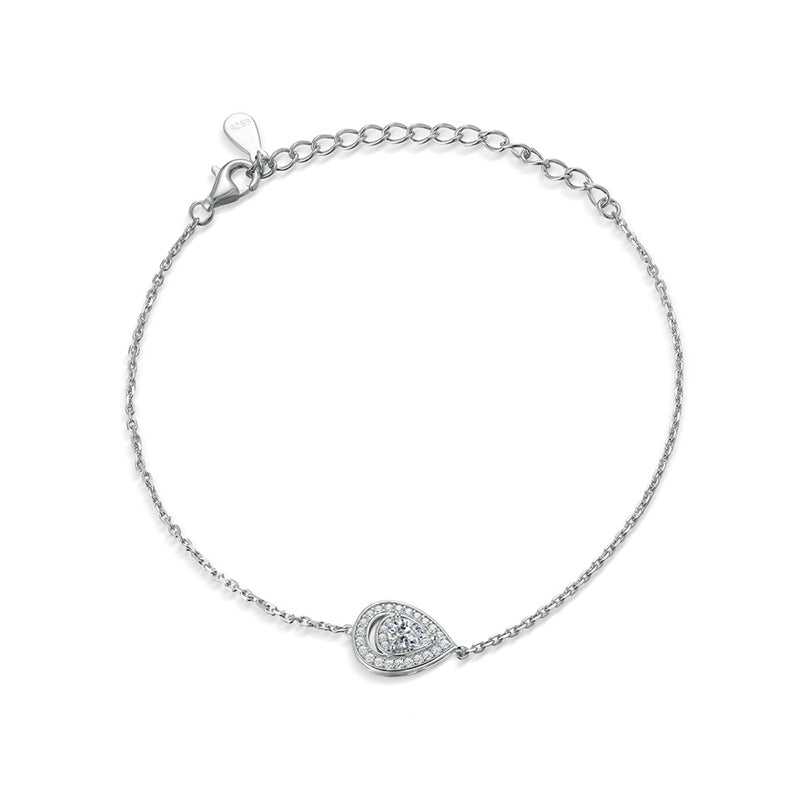 925 Sterling Silver Teardrop Zirconia Bracelet - Elegant Geometric Jewelry