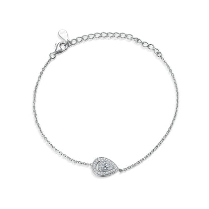925 Sterling Silver Teardrop Zirconia Bracelet - Elegant Geometric Jewelry