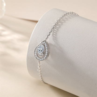 925 Sterling Silver Teardrop Zirconia Bracelet - Elegant Geometric Jewelry