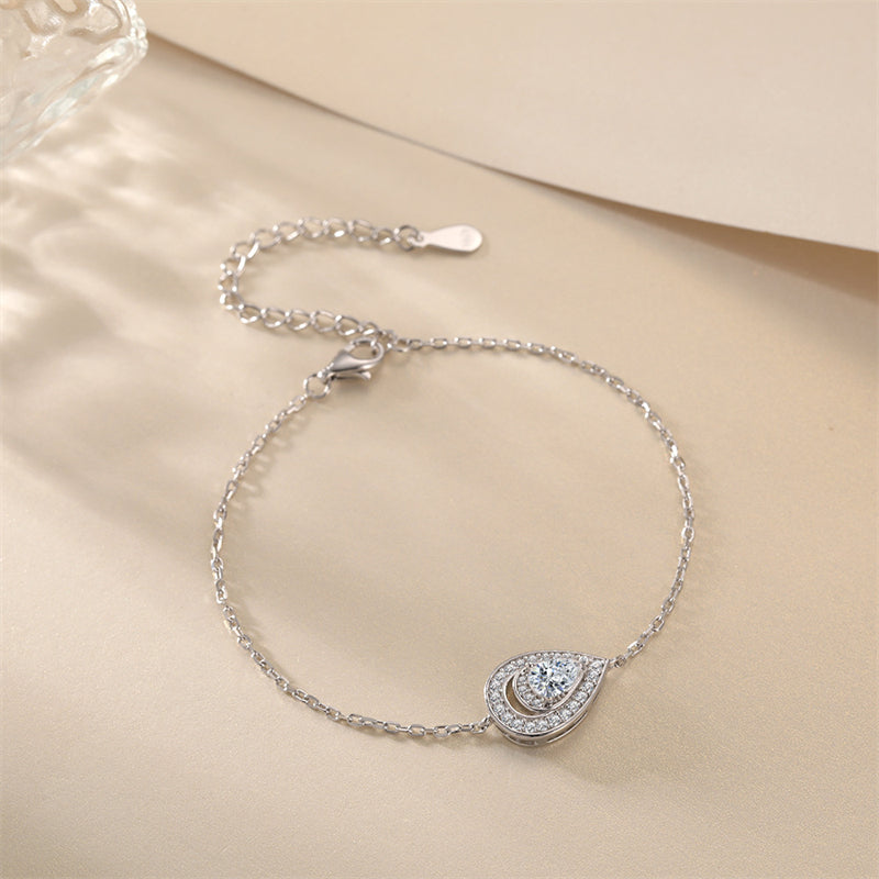 925 Sterling Silver Teardrop Zirconia Bracelet - Elegant Geometric Jewelry