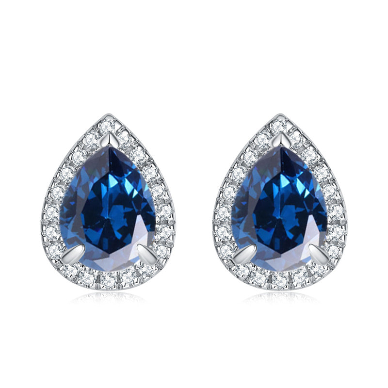 925 Sterling Silver Teardrop & Heart Stud Earrings – Elegant Birthstone Zircon Jewelry