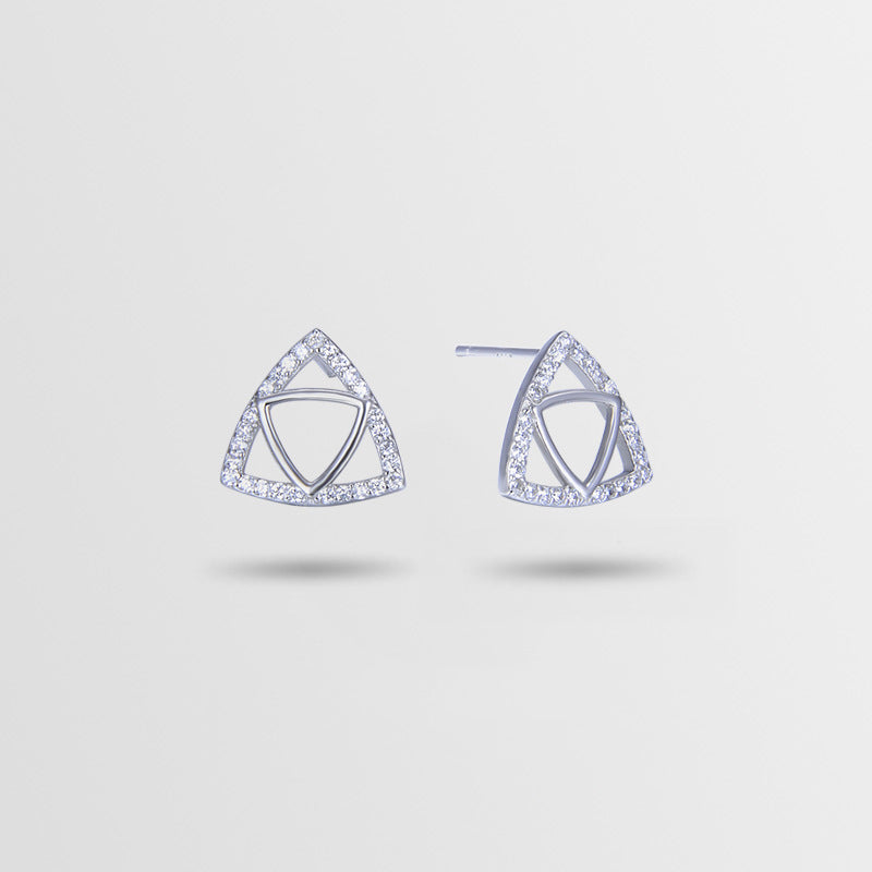 925 Sterling Silver Triangle Stud Earrings - Electroplated Orange/White/Light Yellow CZ Korean Style Geometric Earrings for Women with Plastic Ear Stoppers