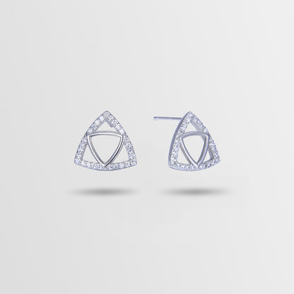 925 Sterling Silver Triangle Stud Earrings - Electroplated Orange/White/Light Yellow CZ Korean Style Geometric Earrings for Women with Plastic Ear Stoppers