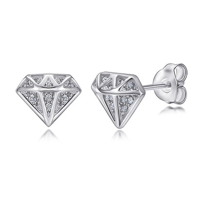 925 Sterling Silver Triangle Zircon Stud Earrings – Minimalist Geometric Jewelry