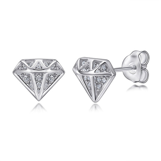 925 Sterling Silver Triangle Zircon Stud Earrings – Minimalist Geometric Jewelry