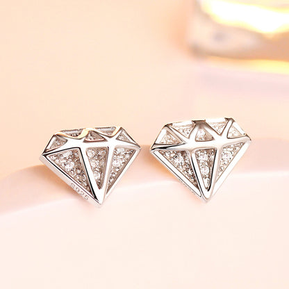 925 Sterling Silver Triangle Zircon Stud Earrings – Minimalist Geometric Jewelry