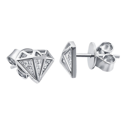 925 Sterling Silver Triangle Zircon Stud Earrings – Minimalist Geometric Jewelry