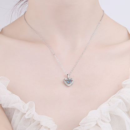 925 Sterling Silver "True Love" Heart Pendant Necklace - 1CT/2CT Moissanite Trendy Chain