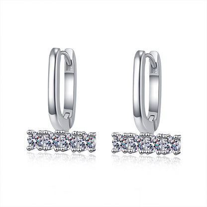 925 Sterling Silver U-Shaped Hoop Earrings with 0.1ct Moissanite Instagram Style Geometric Jewelry for Women