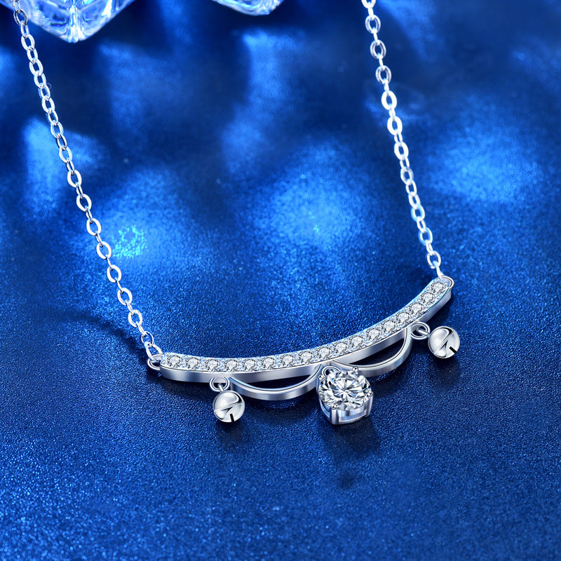 925 Sterling Silver U-Shaped Pendant Necklace with 0.5ct Moissanite & Adjustable Cross Chain