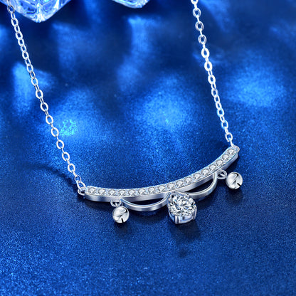 925 Sterling Silver U-Shaped Pendant Necklace with 0.5ct Moissanite & Adjustable Cross Chain