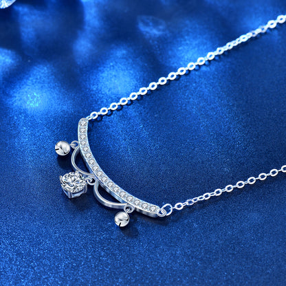 925 Sterling Silver U-Shaped Pendant Necklace with 0.5ct Moissanite & Adjustable Cross Chain