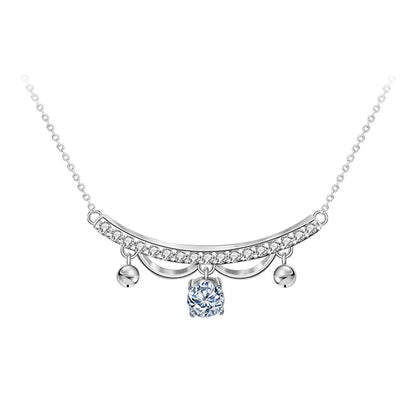 925 Sterling Silver U-Shaped Pendant Necklace with 0.5ct Moissanite & Adjustable Cross Chain