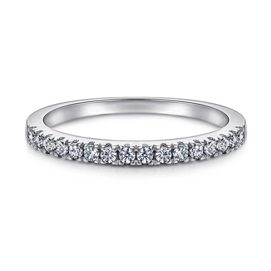 925 Sterling Silver V-Shape Stackable Ring for Women-Elegant White Gold/Rose Gold Plated, Half Diamond, Dainty Korean Style, Size 5-10