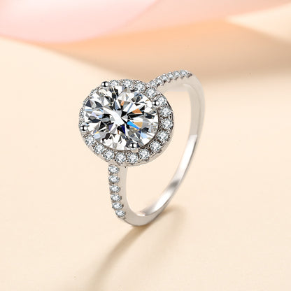 925 Sterling Silver Vintage-Inspired Oval Moissanite Engagement Ring for Women