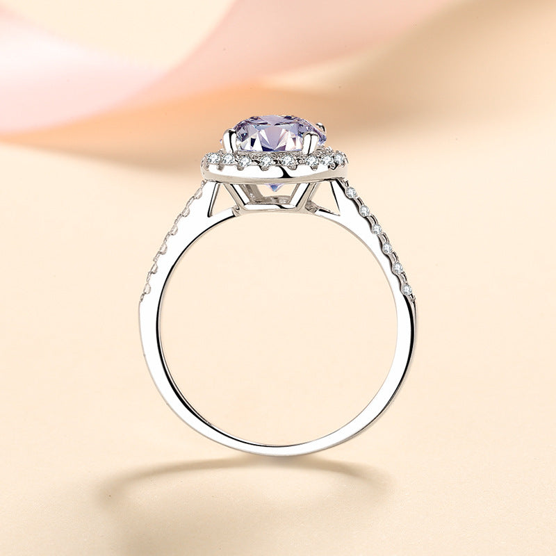 925 Sterling Silver Vintage-Inspired Oval Moissanite Engagement Ring for Women