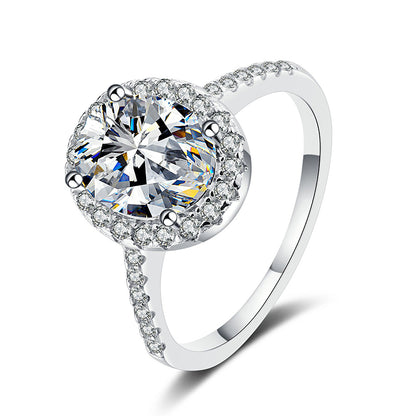 925 Sterling Silver Vintage-Inspired Oval Moissanite Engagement Ring for Women