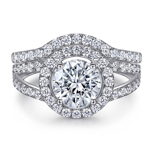 925 Sterling Silver Vintage Ring Set – Classic Two-Piece Wedding Band Collection