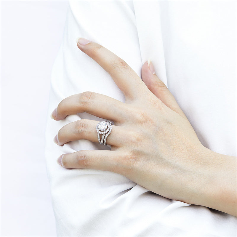 925 Sterling Silver Vintage Ring Set – Classic Two-Piece Wedding Band Collection