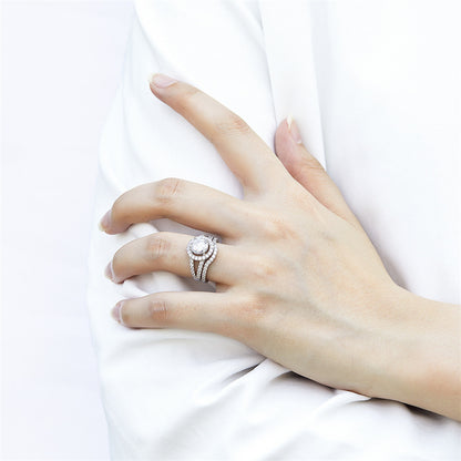925 Sterling Silver Vintage Ring Set – Classic Two-Piece Wedding Band Collection