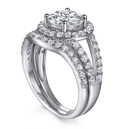 925 Sterling Silver Vintage Ring Set – Classic Two-Piece Wedding Band Collection