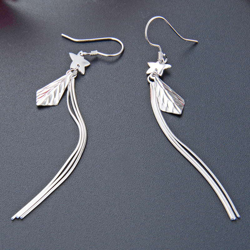 925 Sterling Silver Wave Design Ear Hooks - Trendy Ocean Inspired Earrings for Women