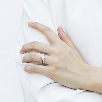 925 Sterling Silver Wedding Ring Set – Elegant Zircon Bridal Jewelry Collection