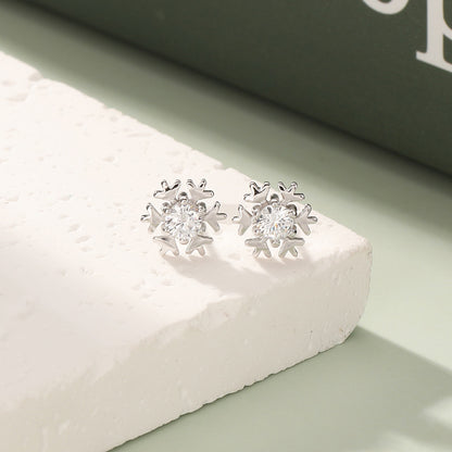 925 Sterling Silver White Gold Plated Earrings - Classic Chanel-Style Studs for Women