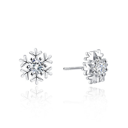 925 Sterling Silver White Gold Plated Earrings - Classic Chanel-Style Studs for Women
