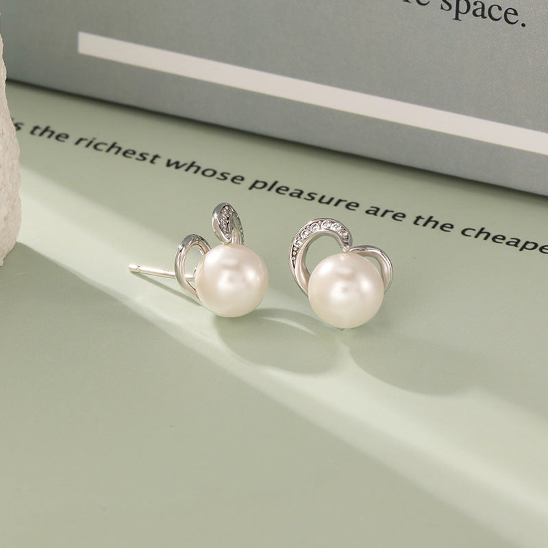 925 Sterling Silver White Gold Plated Stud Earrings - Korean Style Minimalist Earrings with Plastic Backs