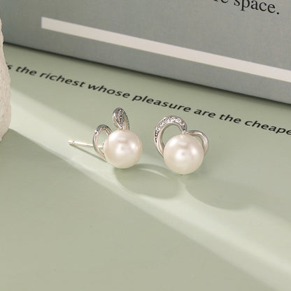 925 Sterling Silver White Gold Plated Stud Earrings - Korean Style Minimalist Earrings with Plastic Backs