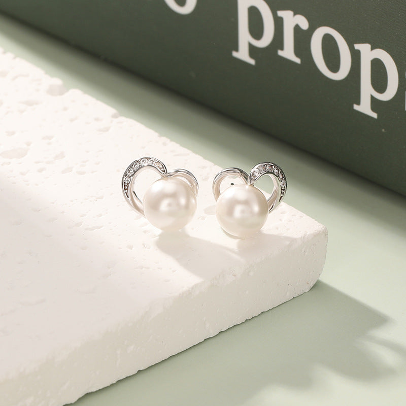 925 Sterling Silver White Gold Plated Stud Earrings - Korean Style Minimalist Earrings with Plastic Backs