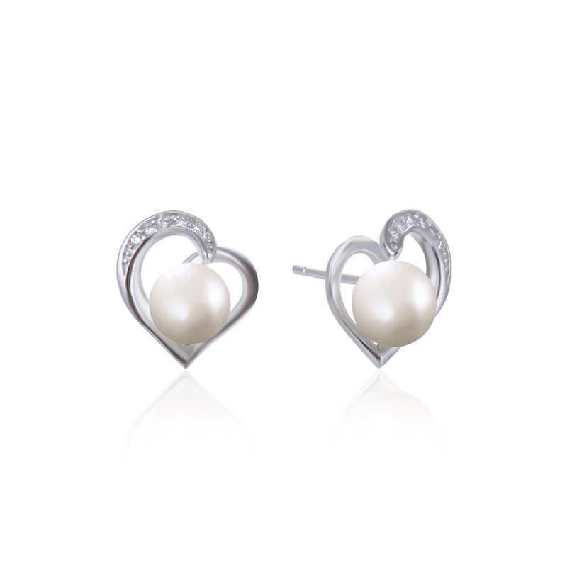 925 Sterling Silver White Gold Plated Stud Earrings - Korean Style Minimalist Earrings with Plastic Backs
