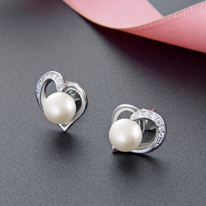 925 Sterling Silver White Gold Plated Stud Earrings - Korean Style Minimalist Earrings with Plastic Backs