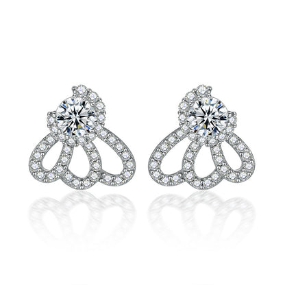 925 Sterling Silver Wing Crown Earrings for Women Elegant Zircon Butterfly Bow Dangle Earrings White Gold Plated