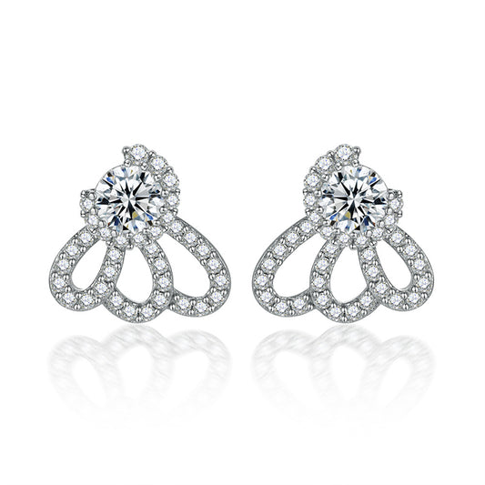 925 Sterling Silver Wing Crown Earrings for Women Elegant Zircon Butterfly Bow Dangle Earrings White Gold Plated